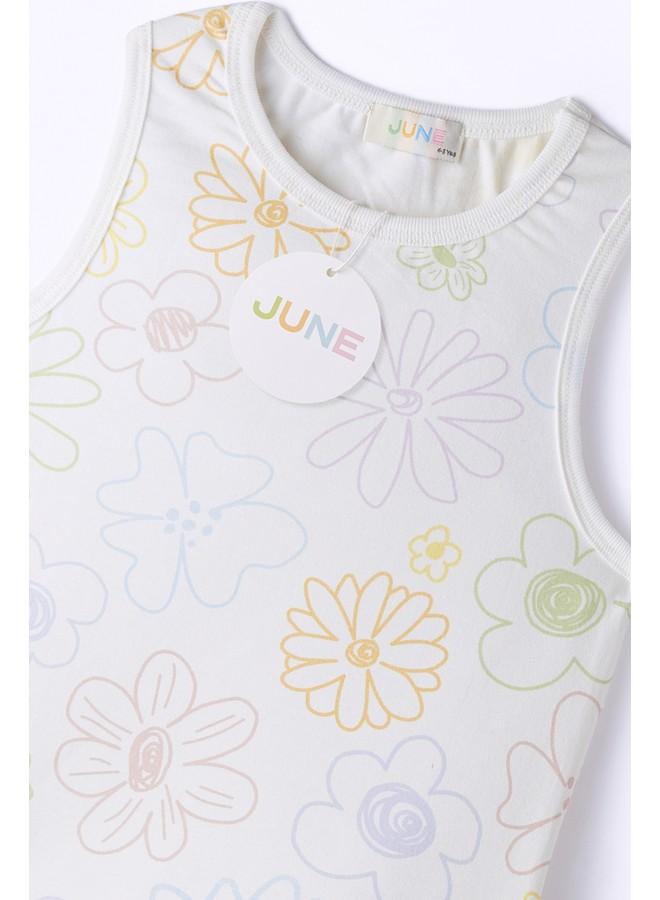 جون طقم رياضي بحمالات للبنات - يونيو - لون إكرو - Image 4