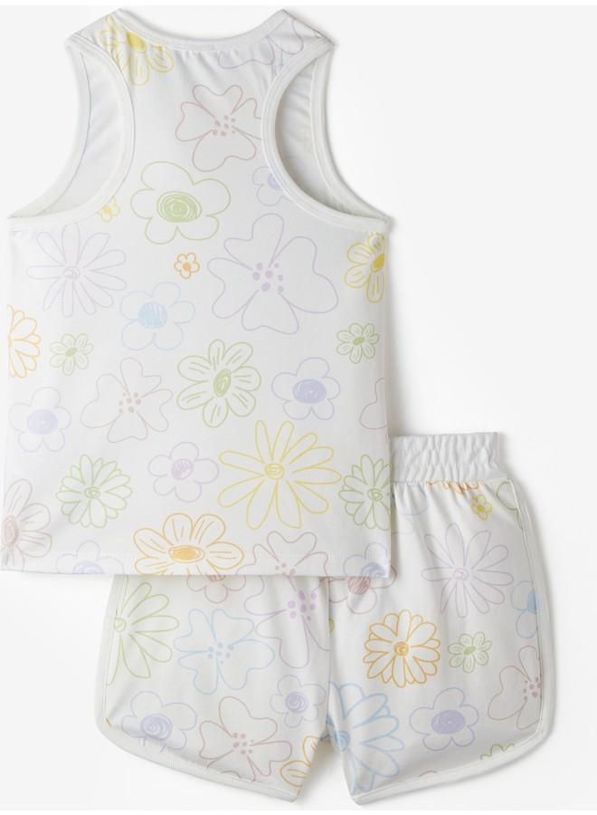 جون طقم رياضي بحمالات للبنات - يونيو - لون إكرو - Image 2