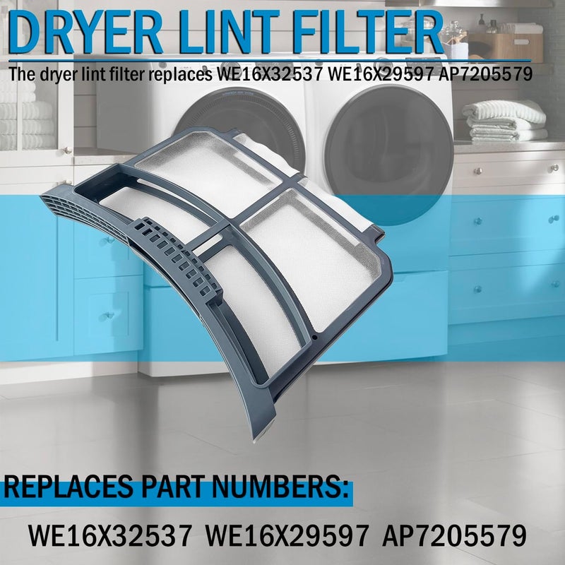 Qagea Dryer Lint Filter Trap Screen Fit for GE Clothes Dryer, Dryer Lint Strainer Replaces WE16X32537 WE16X29597 AP7205579 - Image 2
