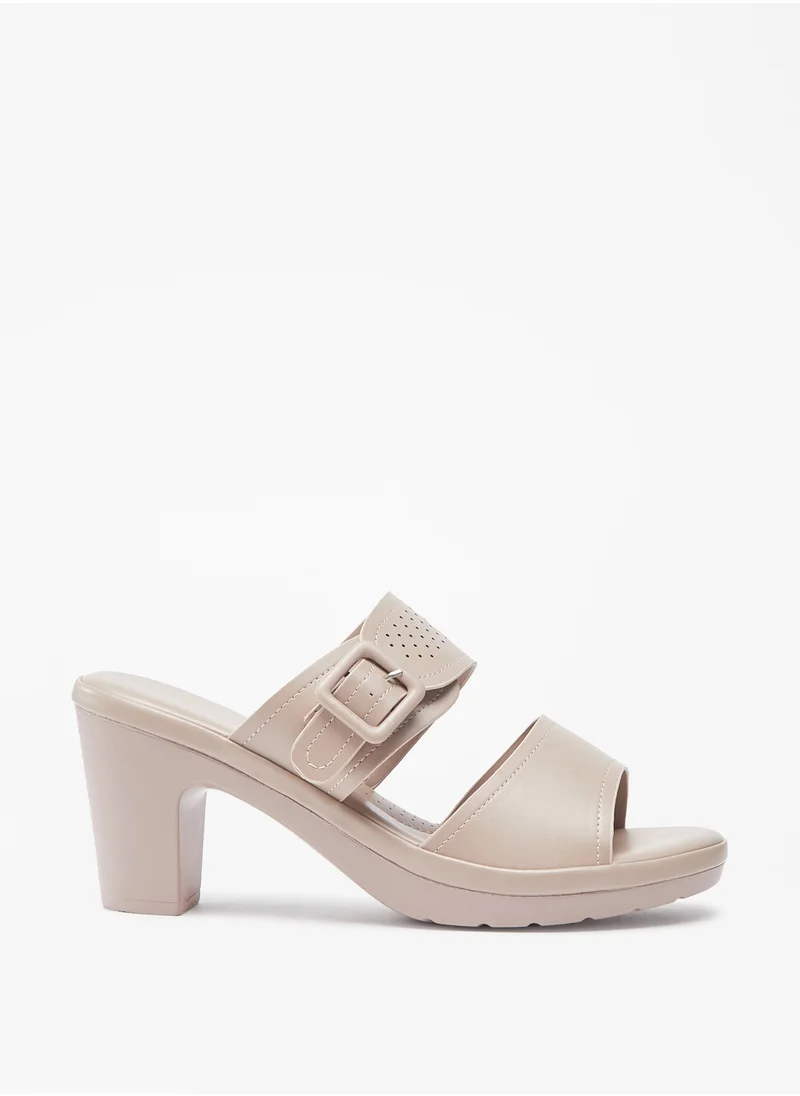 فلورا بيلا من شو إكسبرس Women Buckle Detail Slip-On Sandals with Block Heels