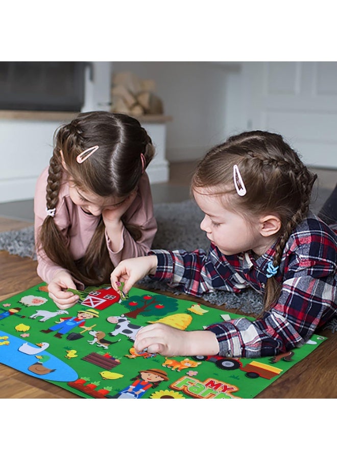 Farm Animals Felt Story Board Set,Preschool Farmhouse Themed Early Learning Storytelling Flannel Board,Barnyard Domestic Livestock Interactive Play Kit,Thicker Felt Board - Image 3