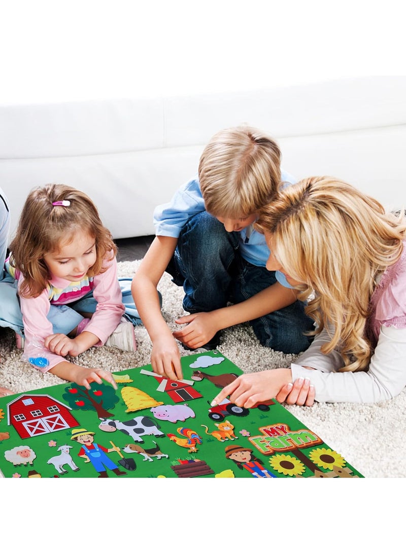 Farm Animals Felt Story Board Set,Preschool Farmhouse Themed Early Learning Storytelling Flannel Board,Barnyard Domestic Livestock Interactive Play Kit,Thicker Felt Board - Image 2