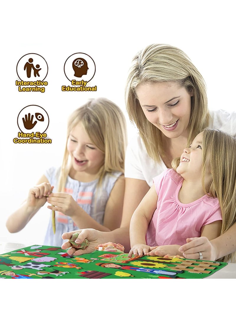 Farm Animals Felt Story Board Set,Preschool Farmhouse Themed Early Learning Storytelling Flannel Board,Barnyard Domestic Livestock Interactive Play Kit,Thicker Felt Board - Image 4