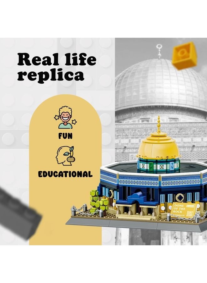 هومستر مجموعة قطع بناء القبة الصخرية - 983 قطعة ألعاب البناء الإسلامية - مسجد الأقصى هدايا عيد العيد المثالية للأطفال - Image 3