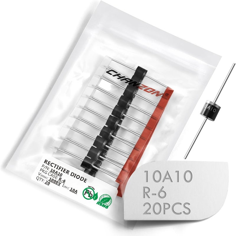 CHANZON (20 Pcs) 10A10 Rectifier Diode 10A 1000V R-6 Axial 10 Amp 1000 Volt Electronic Silicon Diodes - Image 5