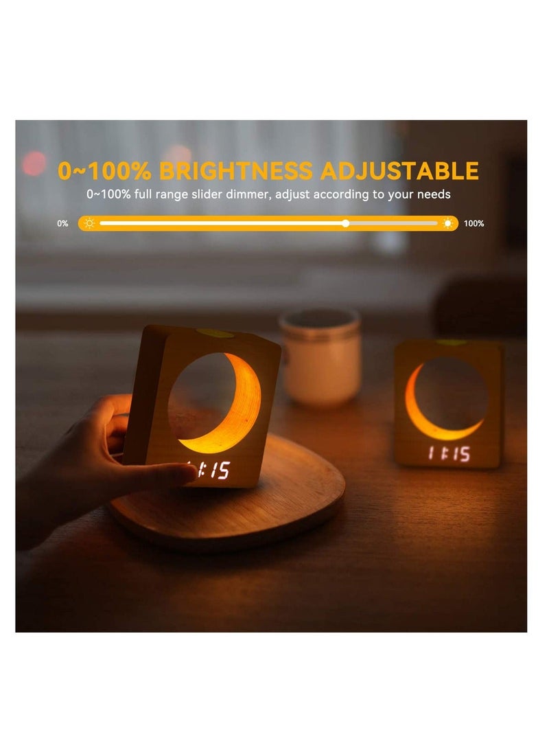 Captaintech Wooden Digital LED Alarm Clock, Mini Digital Alarm Clock, with Night Light, 3 Alarm Settings, Time Display and Temperature Detect, for Bedroom, Bedside, Desk, Kids - Image 2