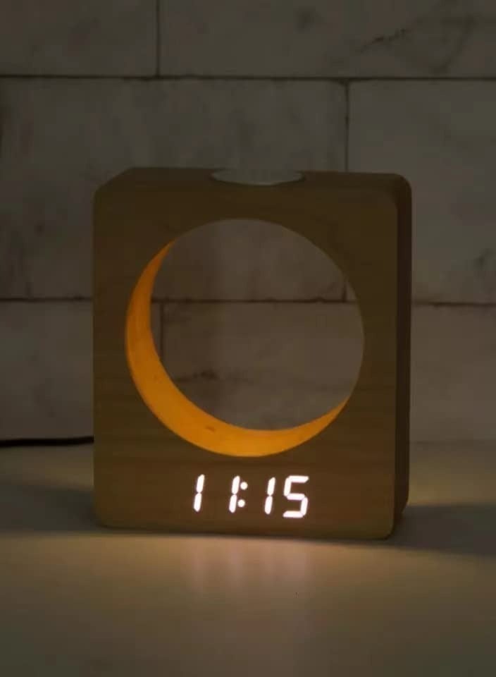 Captaintech Wooden Digital LED Alarm Clock, Mini Digital Alarm Clock, with Night Light, 3 Alarm Settings, Time Display and Temperature Detect, for Bedroom, Bedside, Desk, Kids - Image 4