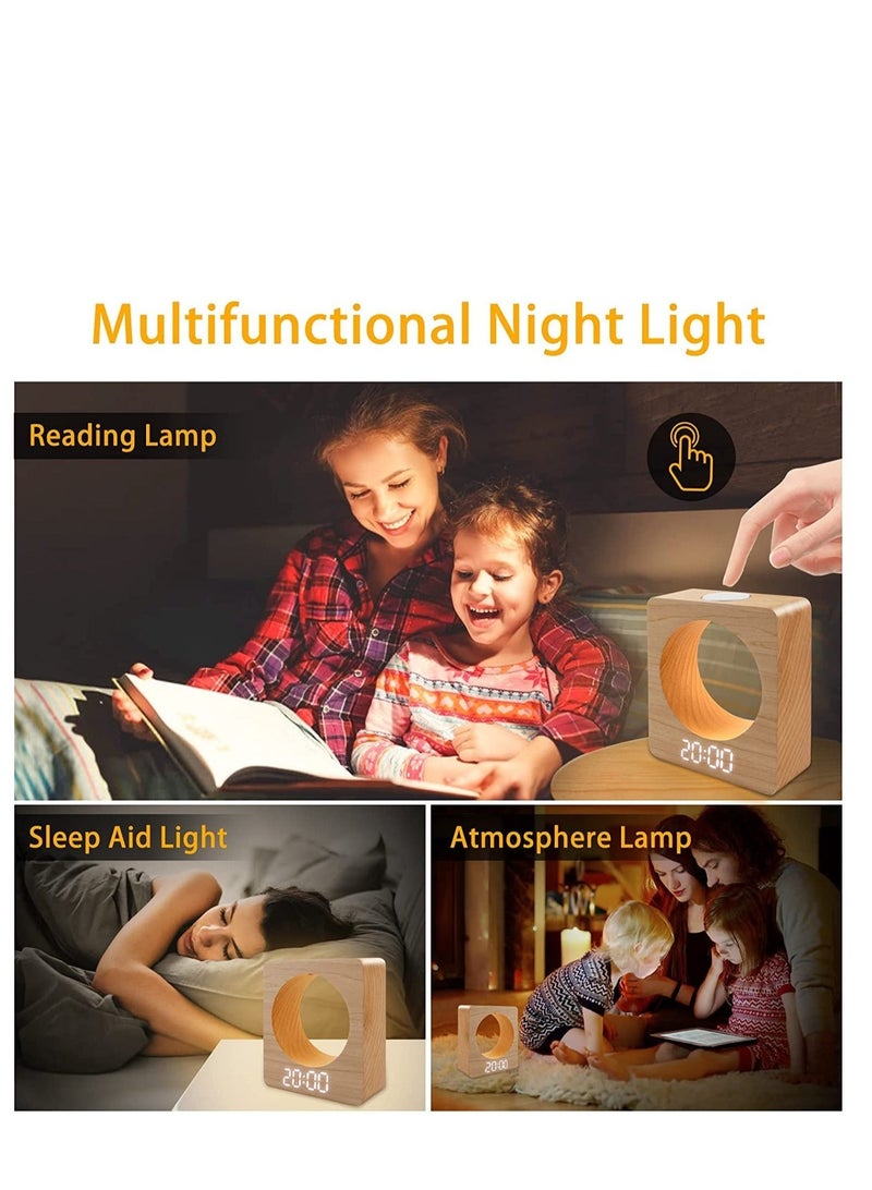 Captaintech Wooden Digital LED Alarm Clock, Mini Digital Alarm Clock, with Night Light, 3 Alarm Settings, Time Display and Temperature Detect, for Bedroom, Bedside, Desk, Kids - Image 5