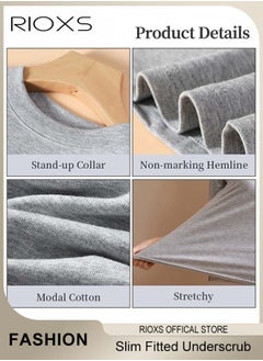RIOXS Women's Long Sleeve Basic Shirts, Comfortable Skin-friendly Slim Fitted Underscrub, Soft Stretchy Tops with Round Neck, Classic Simple Undershirt with Fitted Silhouette, Versatile Essential Piece that Can Adapt to Any Situation  - Image 4