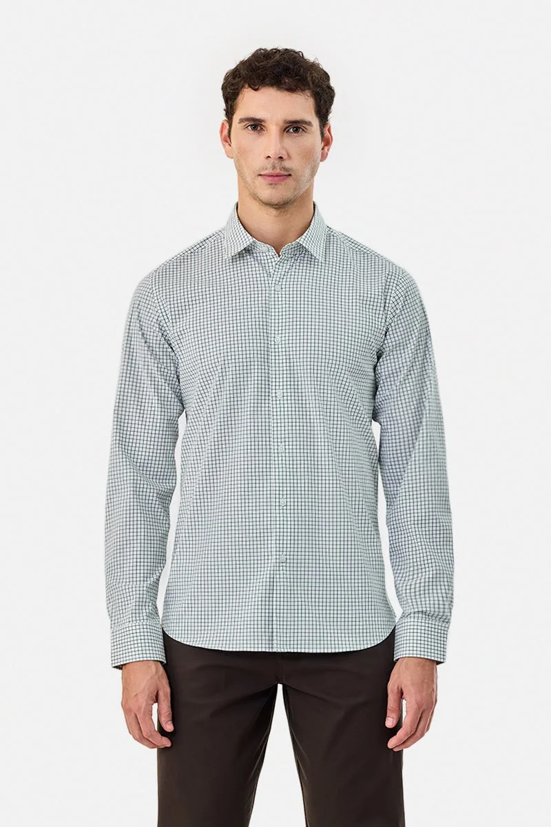 سنيتش قميص كاروهات دقيق بقصة ضيقة ومرونة