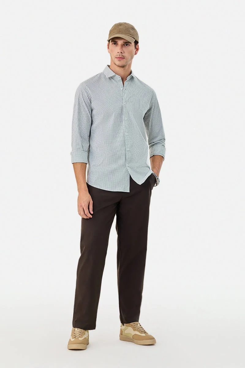 سنيتش قميص كاروهات دقيق بقصة ضيقة ومرونة