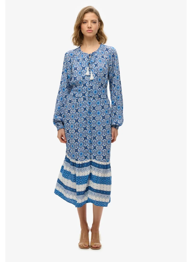 Superdry Printed Ls Midi Dress
