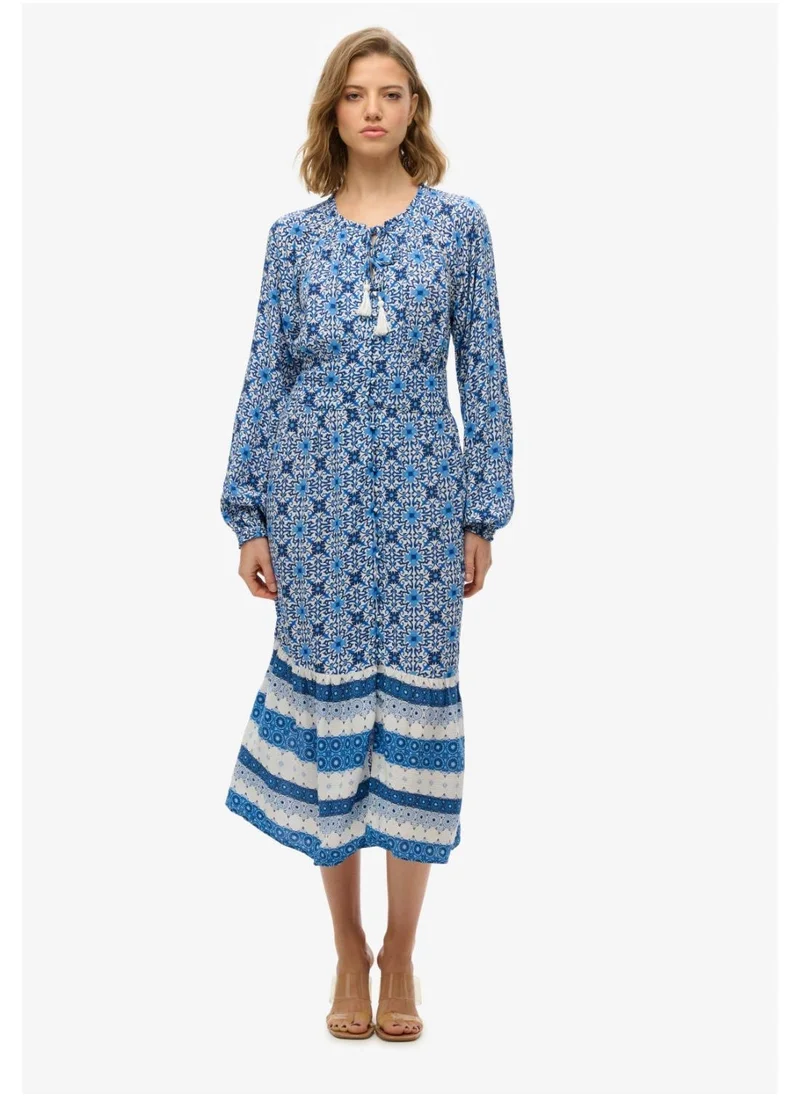 سوبر دراي Printed Ls Midi Dress