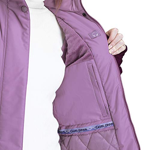 CAMEL CROWN Women’s Mountain Snow Waterproof Ski Jacket Detachable Hood Windproof Fleece Parka Rain Jacket Winter Coat Coat Purple L - Image 4