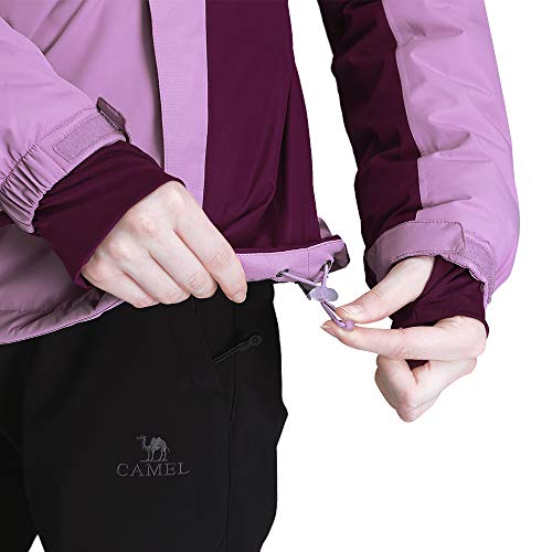 CAMEL CROWN Women’s Mountain Snow Waterproof Ski Jacket Detachable Hood Windproof Fleece Parka Rain Jacket Winter Coat Coat Purple L - Image 3