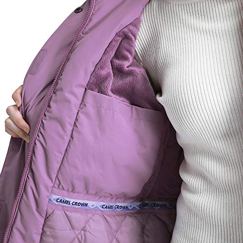 CAMEL CROWN Women’s Mountain Snow Waterproof Ski Jacket Detachable Hood Windproof Fleece Parka Rain Jacket Winter Coat Coat Purple L - Image 5