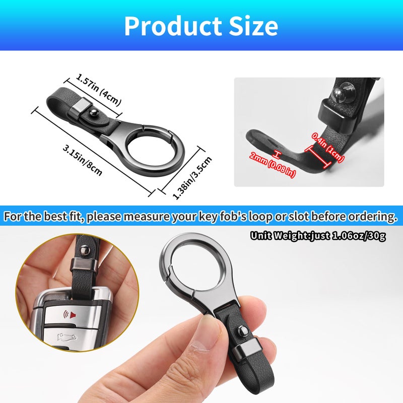 WEIHAO Leather Car Keychain with Spring Clip, Key Holder for Car Fob Keys, Ring Clip Key Chain - Universal Keychain for Men & Women, Fits Sedans Trucks SUVs most Vehicles (Black-2PCS) - Image 4