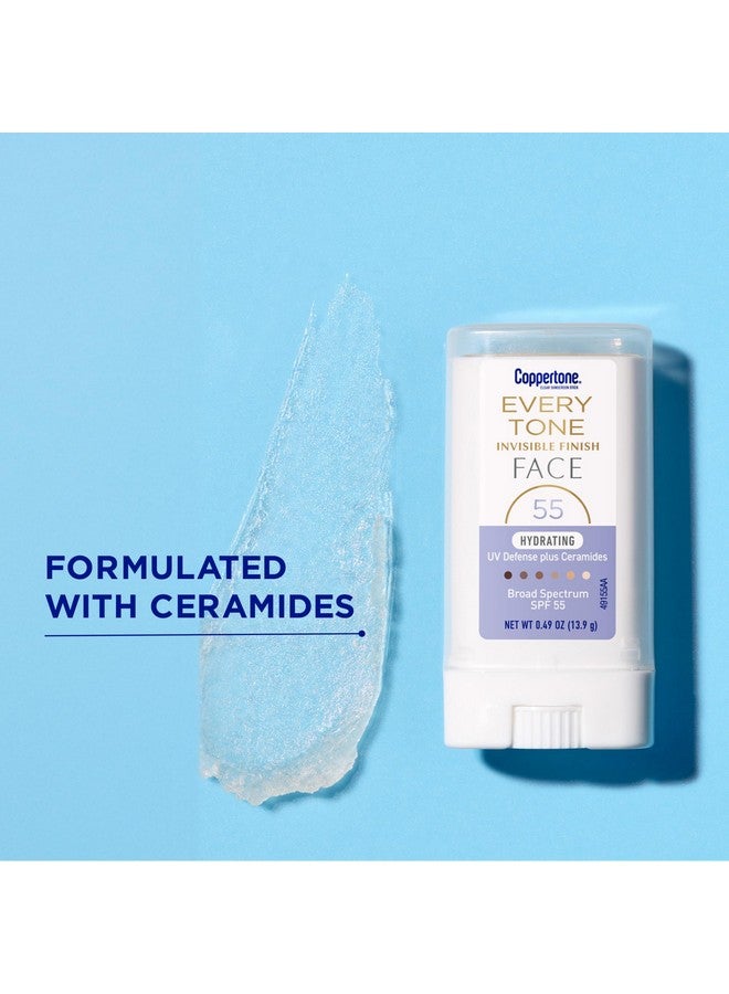 واقي شمسي للوجه من Coppertone Every Tone Invisible Finish Hydrating UV Defense بعامل حماية من أشعة الشمس SPF 55 مع سيراميدات مرطبة، يمتزج مع واقي شمسي شفاف لجميع ألوان البشرة، 0.49 أونصة - Image 5