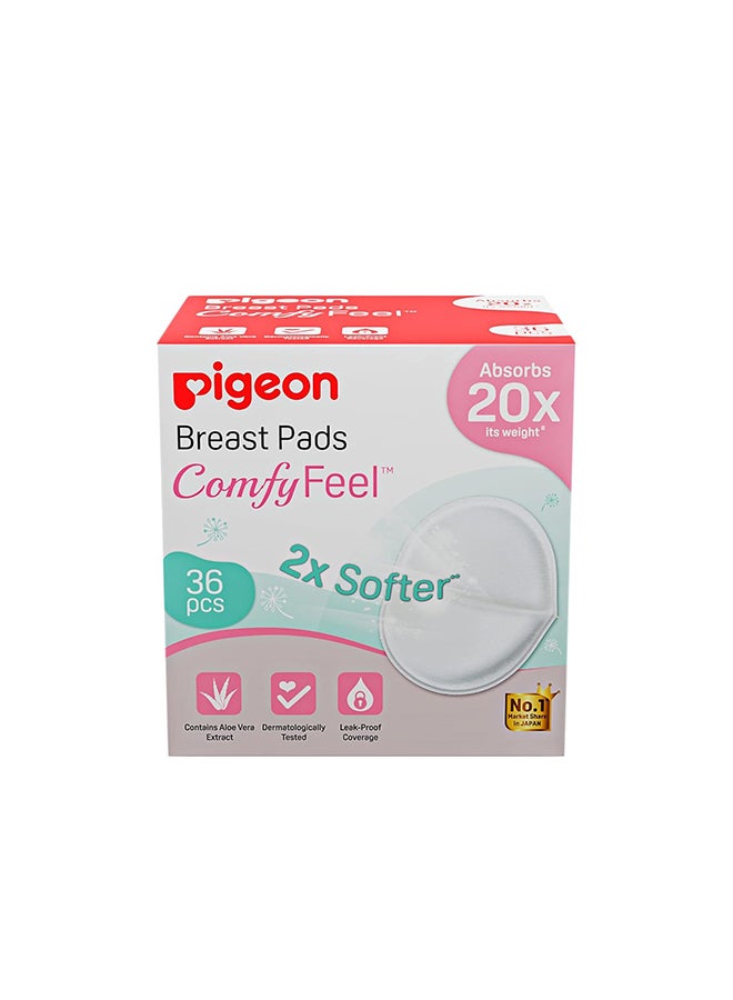 pigeon وسادات الثدي القابلة للتصرف من بيجن، شعور مريح، 2X أكثر نعومة، لطيف على البشرة، يبقى جافًا طوال اليوم، مستخلص الصبار، مختبر جلدياً، تغطية مانعة للتسرب، بيضاء 36 قطعة - Image 1