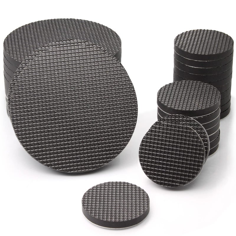 Non Slip Furniture PadsSolid Rubber Furniture Pads 1 inch Round 46 pcsBlackStoppersSelf Adhesive AntiSliding Grippers for BedCouchTableRubber FeetFloor Protectors