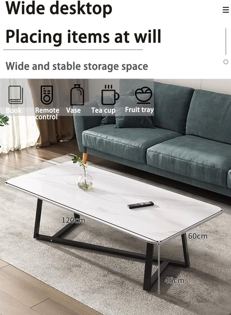 AGD Versatile large rectangular living room coffee table with black metal frame - Image 5