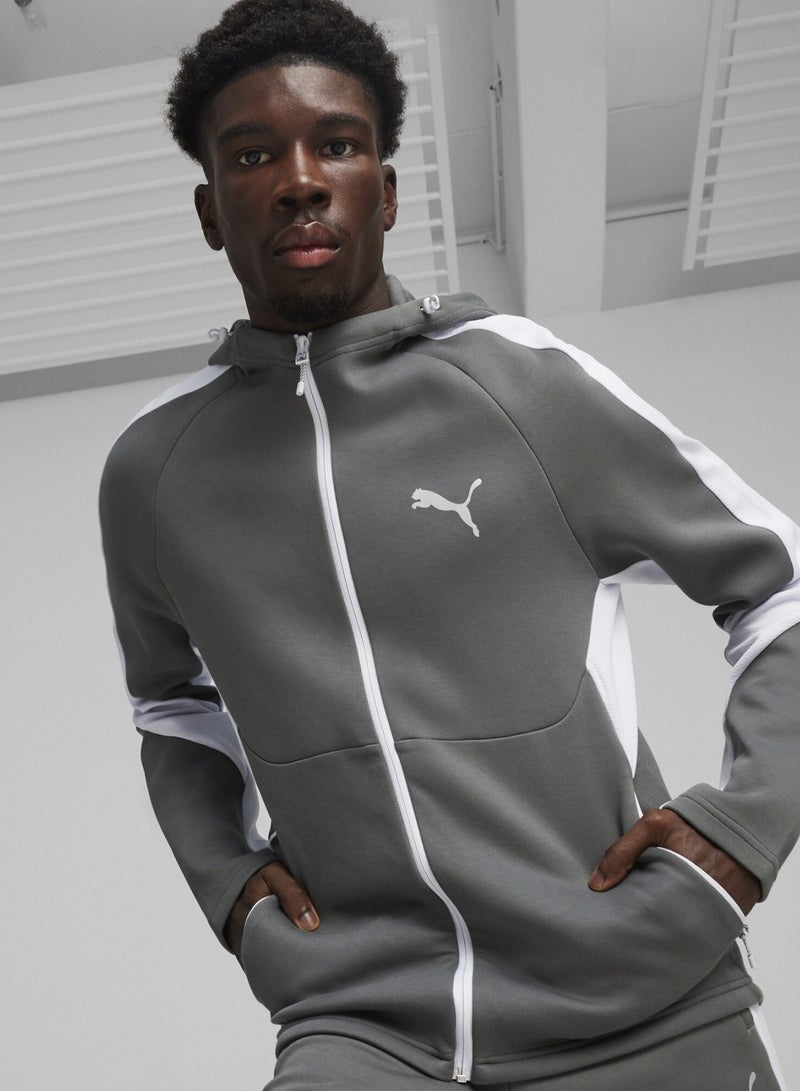 PUMA EVOSTRIPE Mens Grey Full-Zip Hoodie  - Image 3