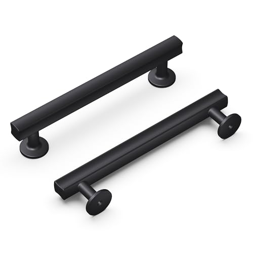 Hickory Hardware 1 Pack Solid Core Kitchen Cabinet Pulls Luxury Cabinet Handles Hardware for Doors Dresser Drawers 5116 Inch 128mm Hole Center Matte Black Woodward Collection - Image 1