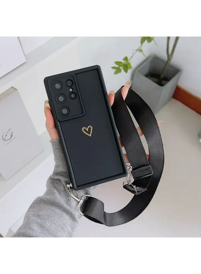 Crimson Minimalist Heart Flat Strap Phone Case Protection Cover Compatible With Galaxy S21 Ultra 5G Perfect Birthday Holiday Gift Suitable for Shopping Travel - Image 5