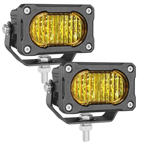 Fastchoy Auto Yellow LED Pods 2Pcs 40W 3 Inch Yellow Flood LED Pod Lights Fog Lights small Amber light pods Off Road Driving Ditch Light for Trucks Motorcycle UTV Dirt Bike Surron - Image 1
