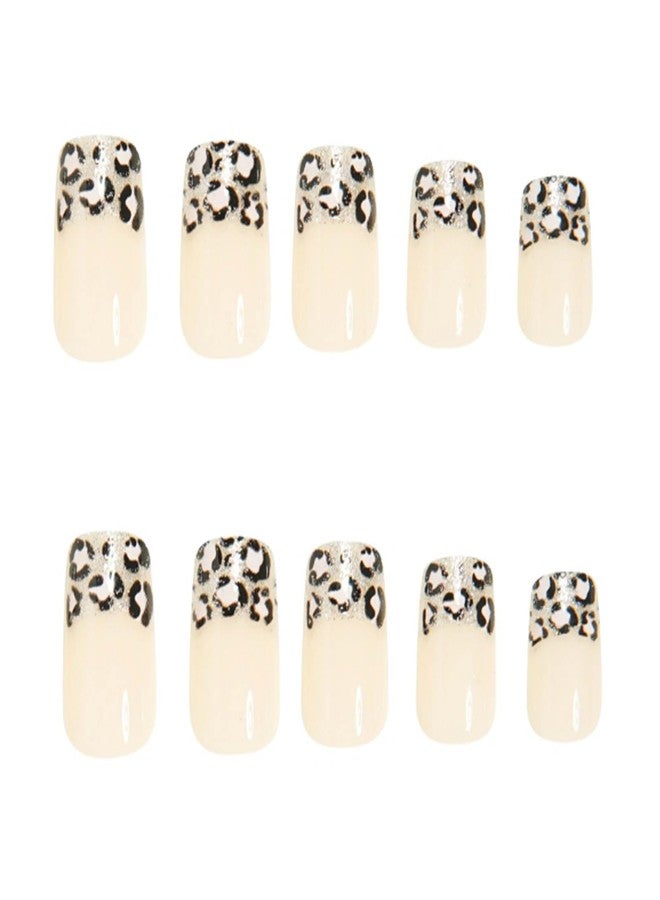 YoYoee 24-Piece Short Square Press on Nails - French False Nails | Leopard Print Fake Nails for Women Elegant & Durable Artificial Nails for Instant Manicure - Image 4