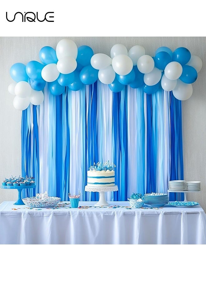 Unique 8 Rolls Crepe Paper Ribbon Set - 4 Colors - Blue Series Ribbon - Suitable for Birthday, Wedding, Baby Baptism, Bachelorette Party, Graduation Decorations, DIY Crafts (4.5 cm x 25 m) - Image 4