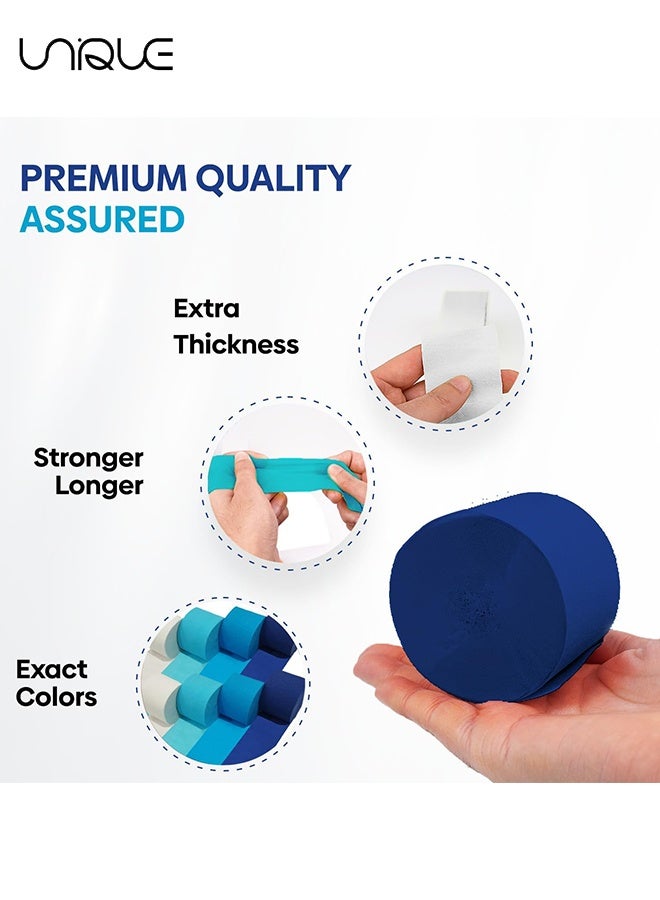Unique 8 Rolls Crepe Paper Ribbon Set - 4 Colors - Blue Series Ribbon - Suitable for Birthday, Wedding, Baby Baptism, Bachelorette Party, Graduation Decorations, DIY Crafts (4.5 cm x 25 m) - Image 3