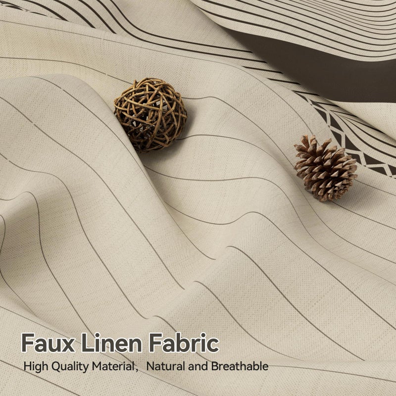 AmazerBath Farmhouse Shower Curtain  Striped Shower Curtain Linen Shower Curtain Boho Shower Curtain Rustic Tassel Shower Curtain Set with 12 Upgraded Clear Hooks for Bathroom  72""x72""  Brown - Image 2