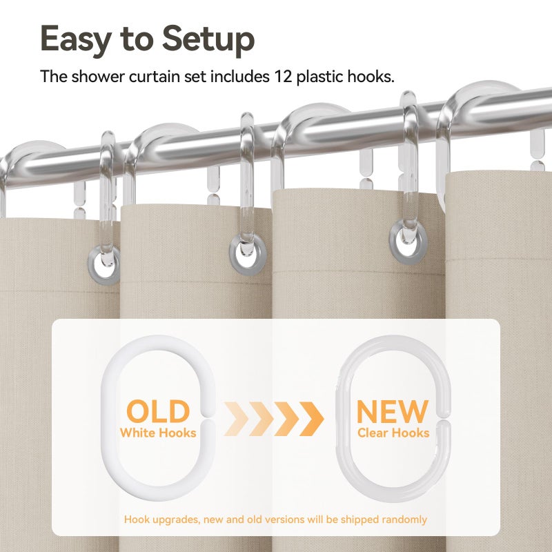 AmazerBath Farmhouse Shower Curtain  Striped Shower Curtain Linen Shower Curtain Boho Shower Curtain Rustic Tassel Shower Curtain Set with 12 Upgraded Clear Hooks for Bathroom  72""x72""  Brown - Image 5