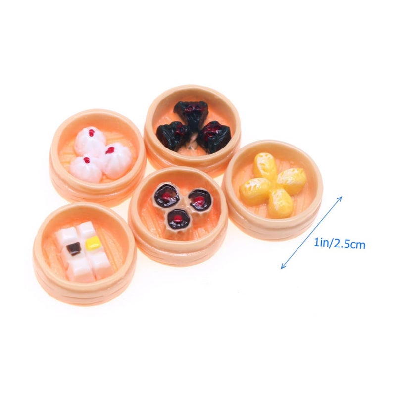 Miniature Steamed Food Models 10Pcs Realistic Colors Dollhouse Decor Teaching Aid - Image 3