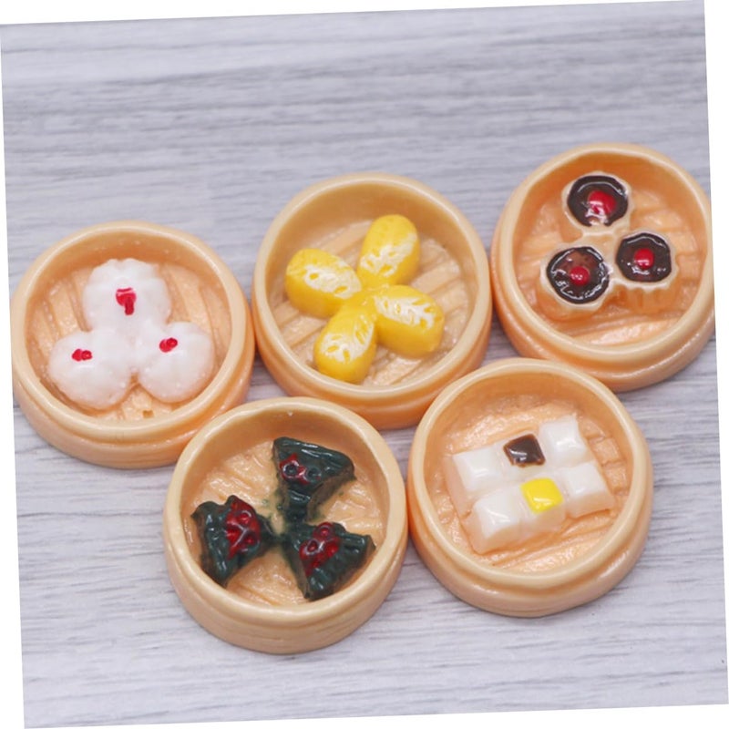 Miniature Steamed Food Models 10Pcs Realistic Colors Dollhouse Decor Teaching Aid - Image 5