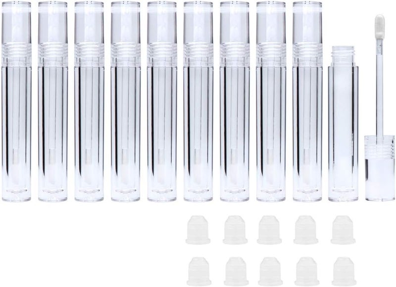 Lip Gloss Tubes with Wand Empty 10 Pack 5ml Transparent Lip Gloss Containers Clear Crystal Lip Gloss Tubes with Rubber Stoppers for DIY Lip Gloss