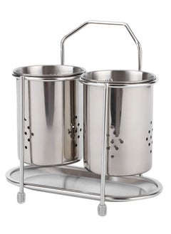 Kitchen Stainless Steel Utensil Holder, Wall Mounted Kitchen Utensil Rack with Drain Hole & Catch Basis for Kitchen Countertops, Stainless Steel Cooking Utensil Rack, Stylish Countertop Storage