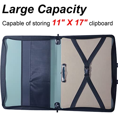 Acocony 11x17 Portfolio with Zipper Closure PP Material Oxford Cloth Edge Waterproof Green 1 Pack - Image 4