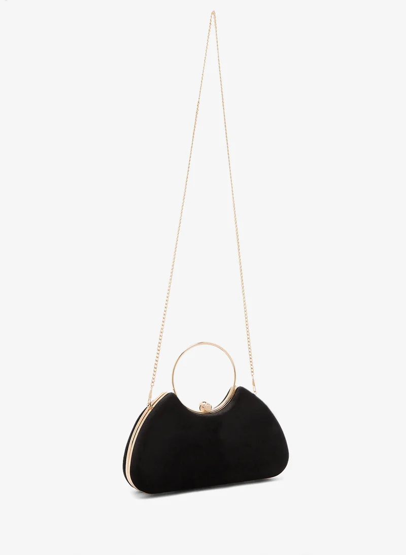 جلاموروس Velvet Clutch Bag with Detachable Gold Crossbody Strap