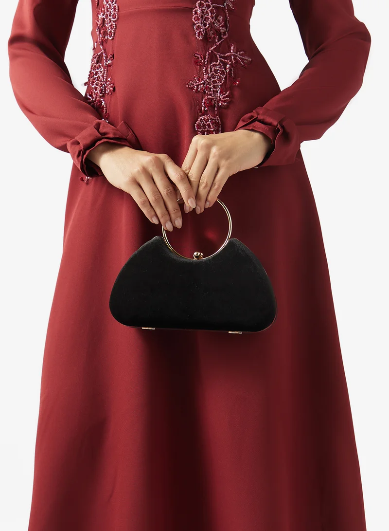 Glamorous  Velvet Clutch Bag with Detachable Gold Crossbody Strap for Women | Best Price UAE