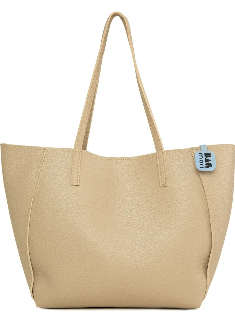 Bagmori Mink Three-Compartment Large Tote Bag with Side Pieces