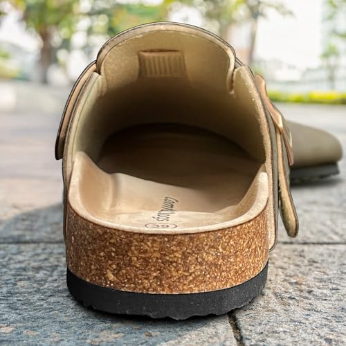 KEMISANT Men Clogs-Comfortable Suede Mules Slippers Sandals Nurse Potato Shoes Unisex-Cushioned Cork-Footbed(Taupe-14 Women/12 Men) - Image 4