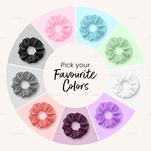 Fabskin Luxury Satin Scrunchies For Women and Girls | Stylish & Cute Hair Accessories Ties Scrunchies Ponytail Holders | Pack Of 3 (Light Pink, Blue & Green) - Image 5