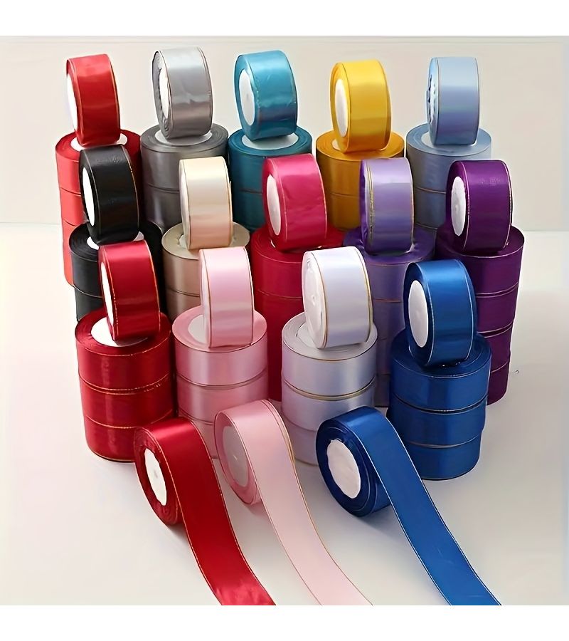 White Golden Edged Ribbon 1 57 Inch 25 Yards 4 Pack For Holiday Gift Wrapping - Image 1