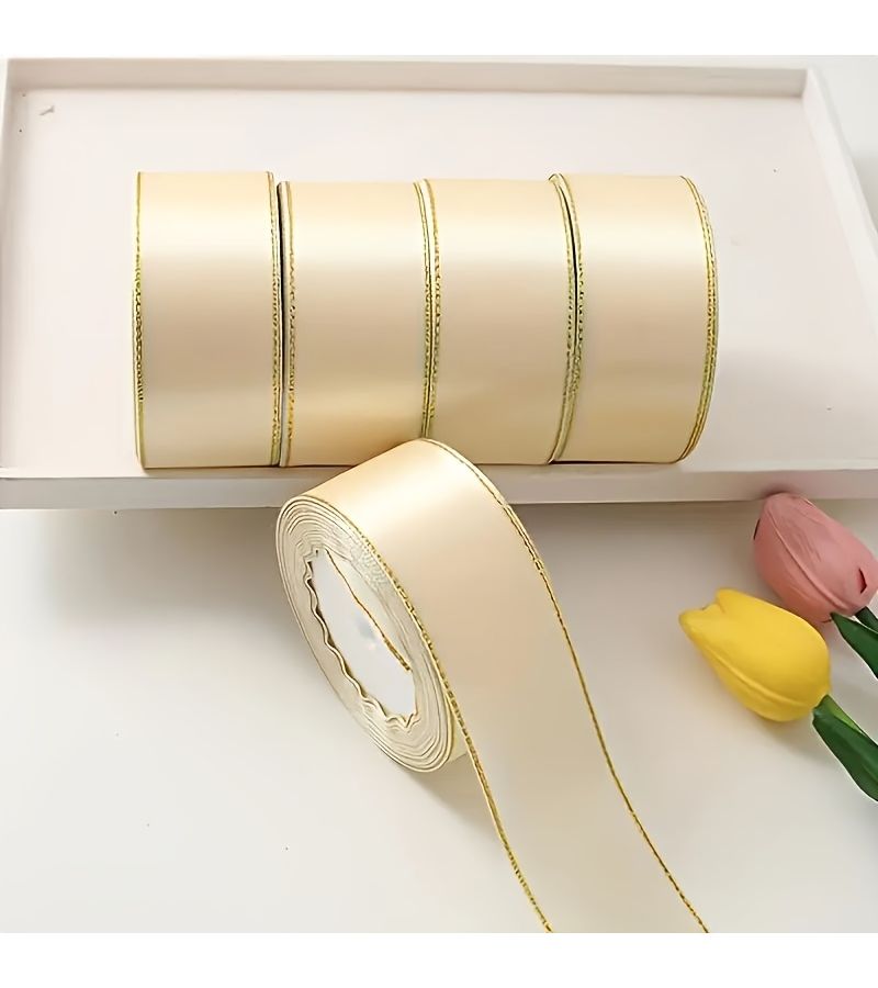 White Golden Edged Ribbon 1 57 Inch 25 Yards 4 Pack For Holiday Gift Wrapping - Image 2