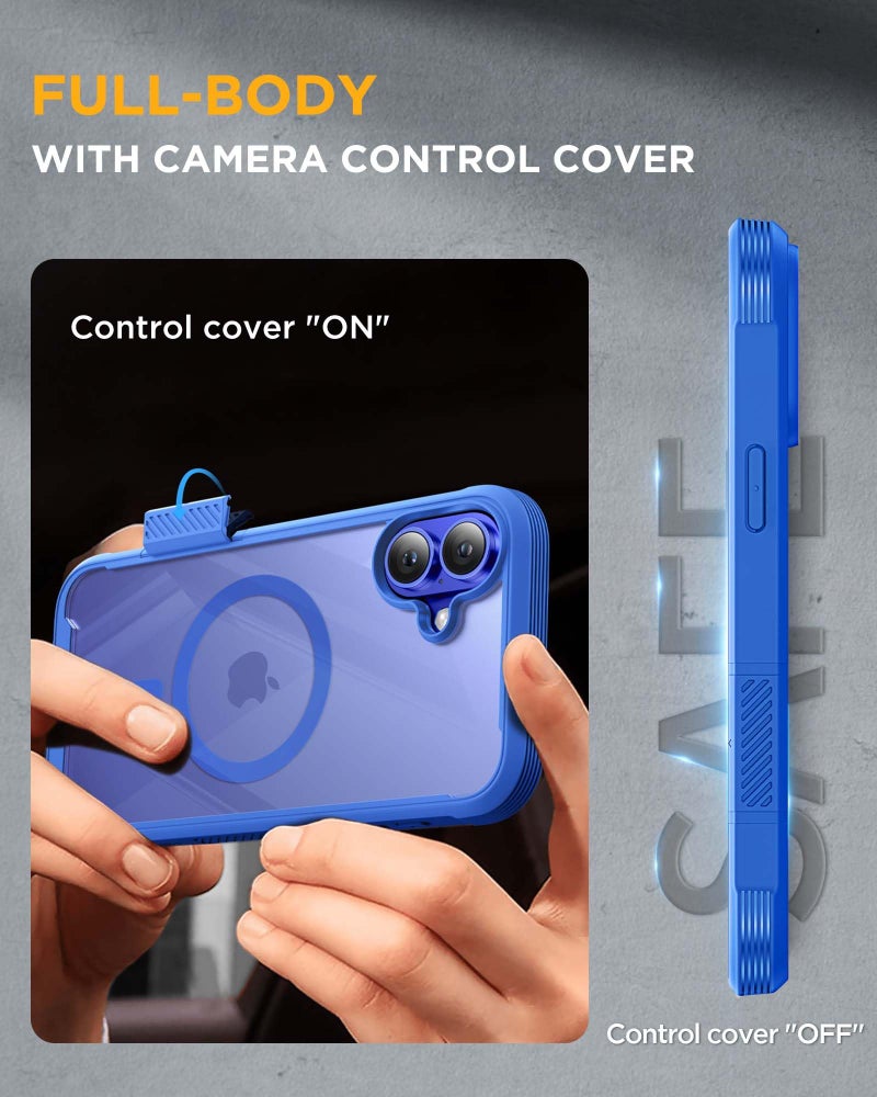 Miracase Magnetic for iPhone 16 Plus Case Full-Body Phone with Built-in Glass Screen Protector, [Compatible with MagSafe] Military Drop Proof 16 Plus Cover Bumper 6.7 inch, Blue - Image 5