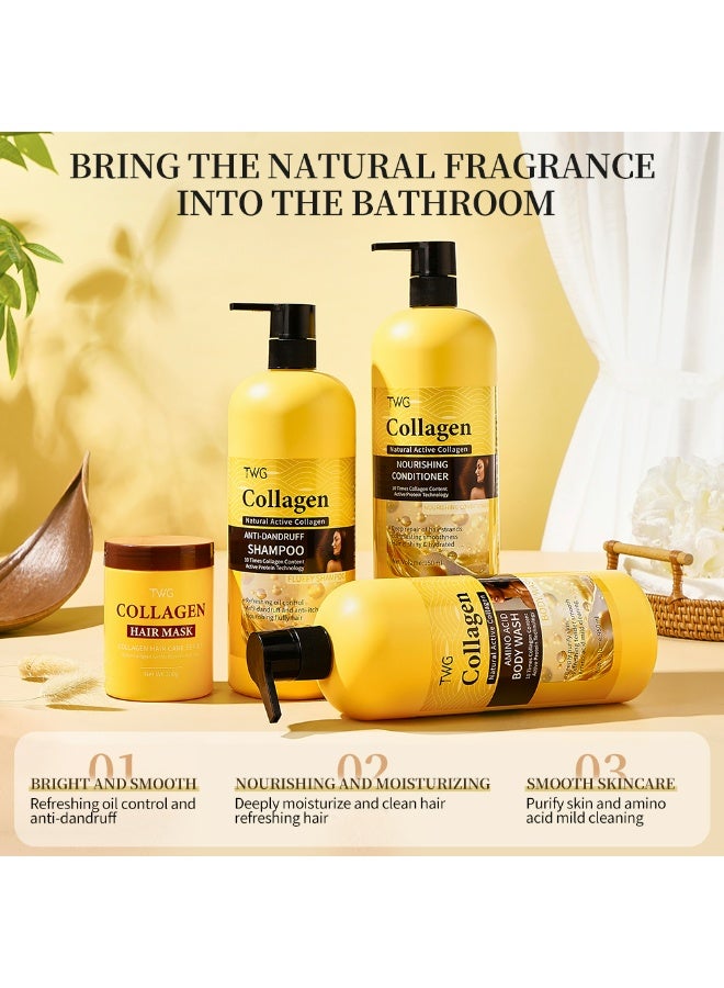 Collagen Shampoo And Conditioner Hair Mask Foam Body Wash Anti Dandruff Shampoo Hair Care Set