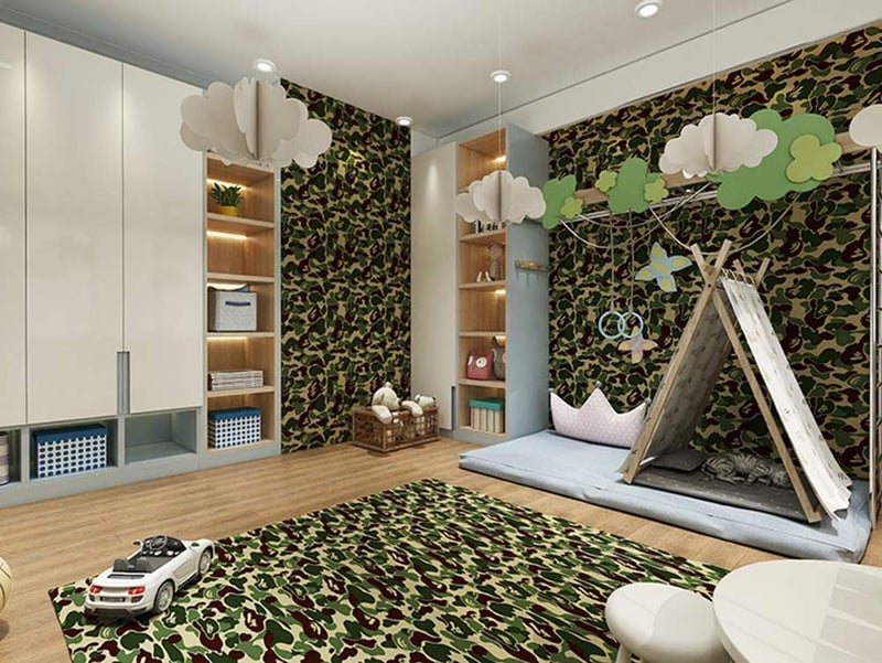TAOGIFT 17.7x117 Inches Self Adhesive Vinyl Green Camouflage Contact Paper Wallpaper for Walls Cabinets Shelves Room Furniture Decal Removable - Image 4