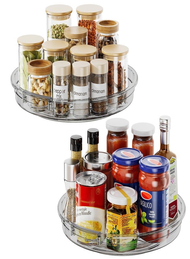 LAMU 2 Pack Lazy Susan Organizer 9.25 inch Lazy Susan Turntable for Cabinet, Rotating Spice Organization for Cabinet, Kitchen, Table Top, Countertop, Pantry Fridge Organizers and Storage, Gray - Image 1